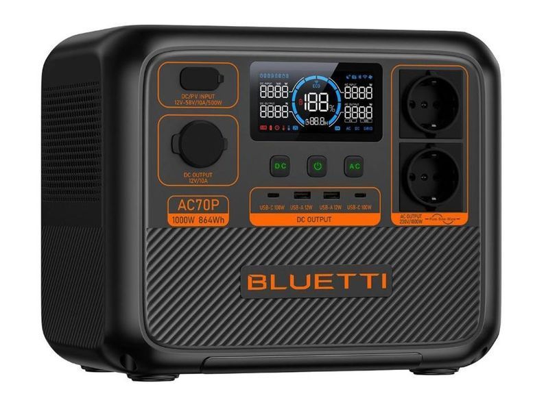 Зарядна станція BLUETTI AC70P (1000 Вт, 864 Вт&middot;год, LiFePO4) фото